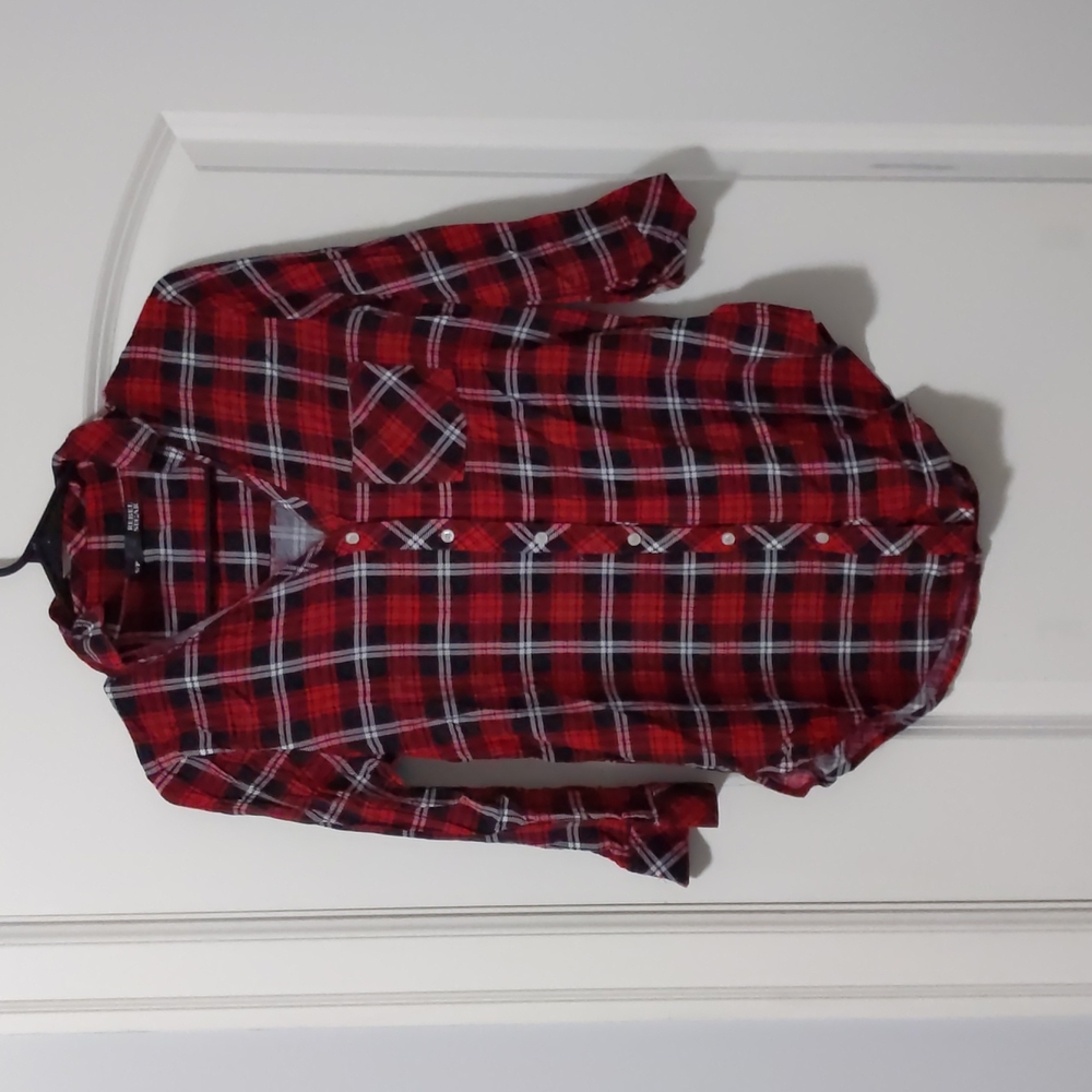 Rebal Sugar Red Buffalo Plaid Button Up